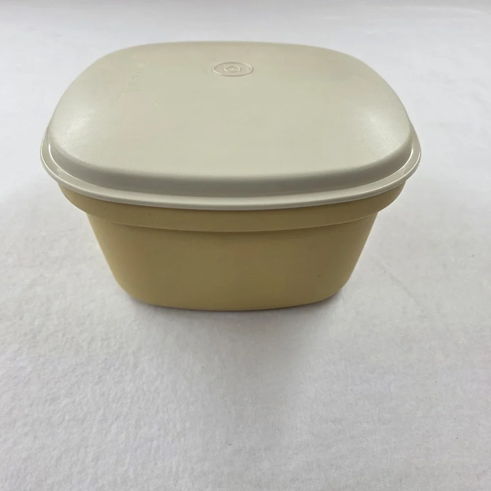 Vintage Tupperware Harvest Gold Microwave Steamer Set 3 Pc Square #888 887 889